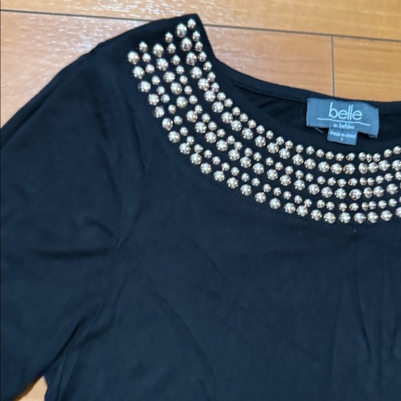Black Tunic with Gold Studded Neckline - Picture 3 of 7